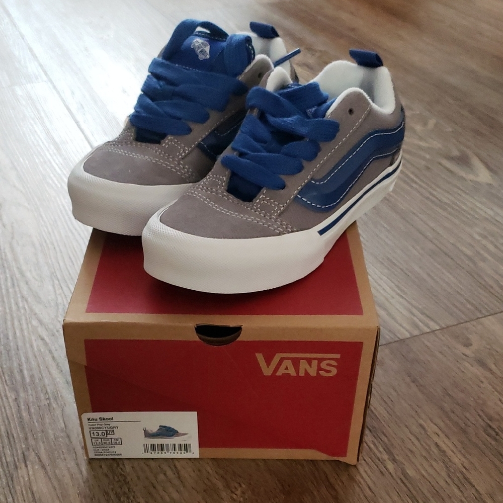 Vans Kids Canvas & Suede Blue/Grey Skate Shoes
